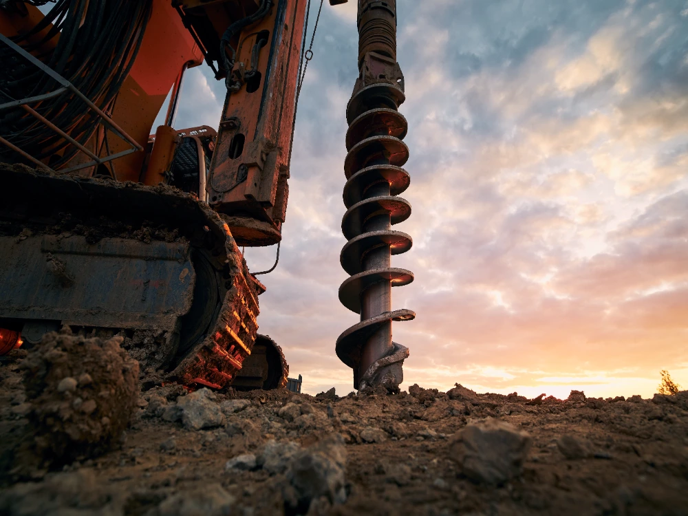 Drill rig advancing a soil boring during a geotechnical investigation in Midland, Texas